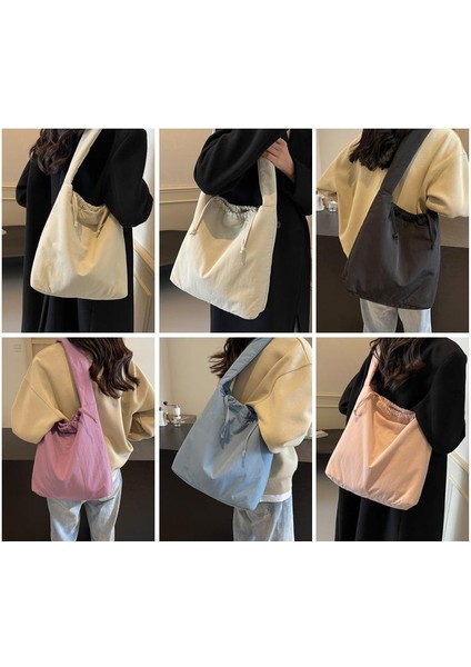 Omuz Çantası Çapraz Çanta Taşınabilir Yüksek Kaliteli Rahat Naylon Kumaş Sokak Basit Tarzı, Bej (Yurt Dışından) fiyatları