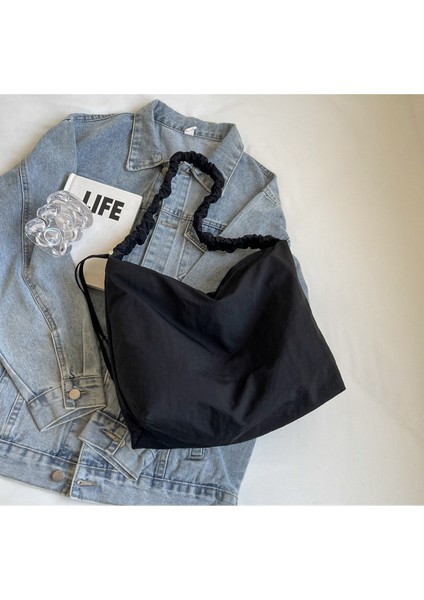 Omuz Çantası Çapraz Çanta Taşınabilir Sokak Stili Içın Yüksek Kaliteli Sağlam Rahat Naylon Kumaş, Siyah (Yurt Dışından)