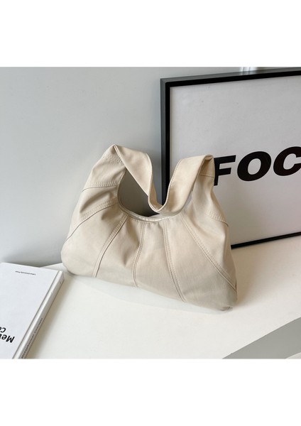 Omuz Çantası Çapraz Çanta Taşınabilir Yüksek Kaliteli ve Konforlu Tuval Malzemesi Sade Stil, Beyaz (Yurt Dışından)