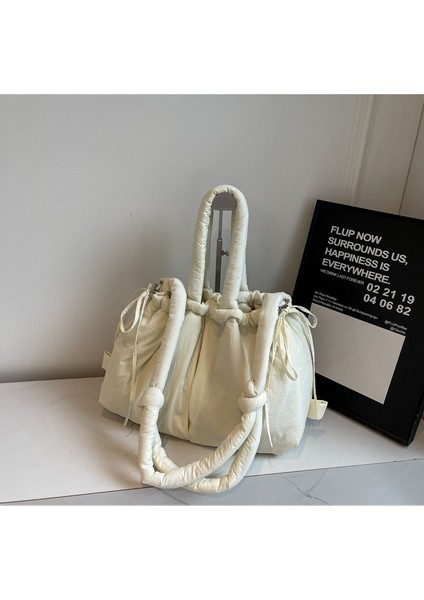 Omuz Çantası Çapraz Çanta Taşınabilir Sokak Stili Içın Yüksek Kaliteli Rahat Naylon Kumaş, Bej (Yurt Dışından)