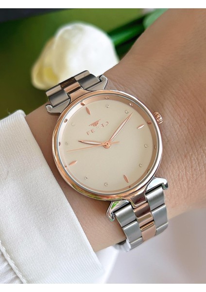 Çelik Kordon Iyon Kaplama Kasa 3 Atm Suya Dayanıklı Kadın Kol Saati+Bileklik BFL40115-XE