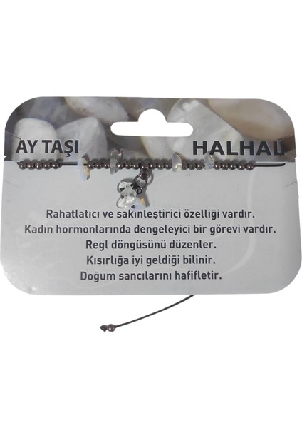 Ay Taşı Halhal Doğal Taş Bileklik Hal Hal  Ayarlanabilir Ipli Moon Stone Kristalize Kırık Taş Şifalı Halhal Bileklik