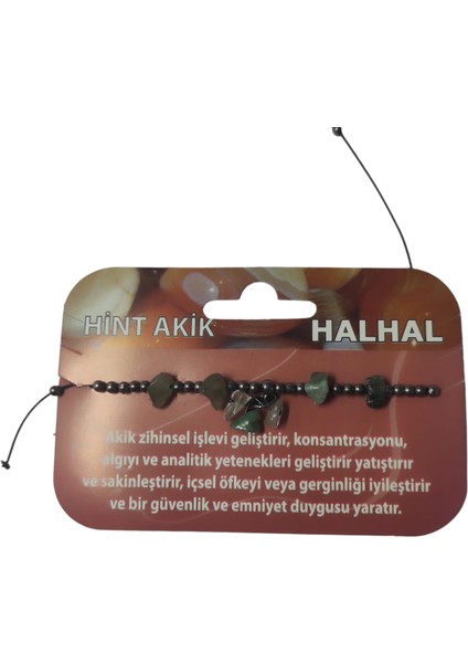 Hint Akik Taşı Halhal Doğal Taş Bileklik Hal Hal  Ayarlanabilir Ipli Akik Kristalize Kırık Taş Şifalı Halhal Bileklik