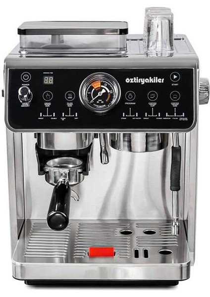Mini Barista Espresso Kahve Makinesi 2800 W Kahve Değirmeni dahil 2,7 Lt Su Tankı