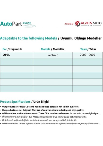 Opel Vectra C Için Arka Sağ Cam Tamir Seti
