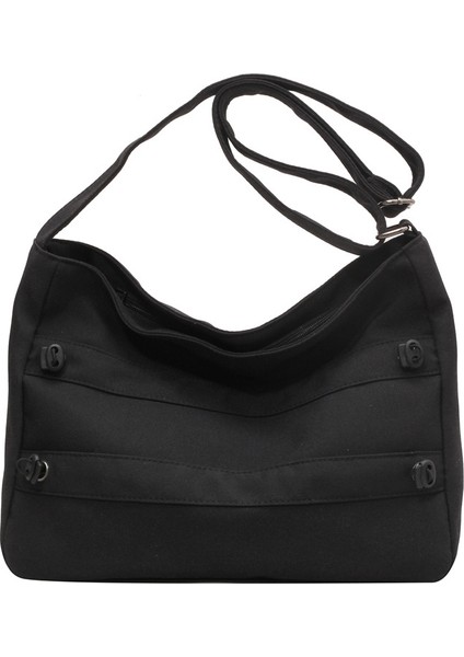 Omuz Çantası Çapraz Çanta Taşınabilir Yüksek Kaliteli Tuval Malzemesi Kentsel Moda Stili, Siyah (Yurt Dışından)