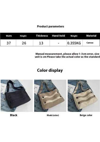 Omuz Çantası Çapraz Çanta Taşınabilir Yüksek Kaliteli Tuval Malzemesi Kentsel Moda Stili, Siyah (Yurt Dışından) modelleri