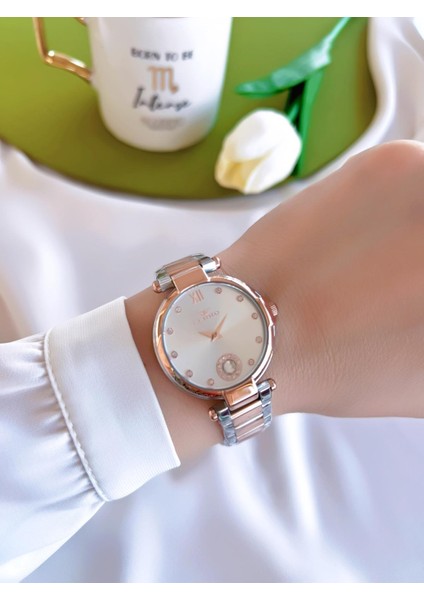 Çelik Kordon Iyon Kaplama Kasa 3 Atm Suya Dayanıklı Kadın Kol Saati+Bileklik BFL21469-E fiyatları