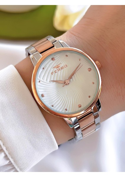 Çelik Kordon Iyon Kaplama Kasa 3 Atm Suya Dayanıklı Kadın Kol Saati+Bileklik BFL40093-EX