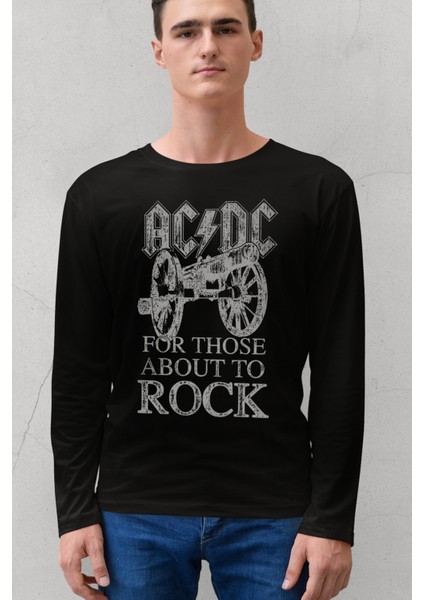 Top Rock Acdc Siyah Uzun Kol Erkek Penye Tişört
