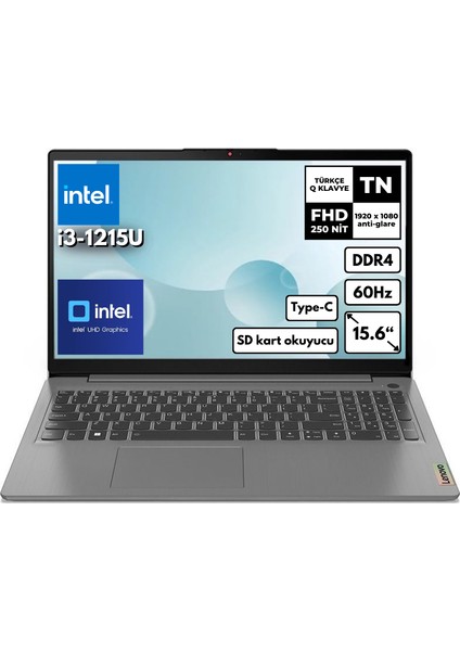 Ideapad 3 15IAU7 I3-1215U 4gb 4 Tbssd 15.6'' Fhd Windows 11 Home Taşınabilir Bilgisayar 82RK018HTX BT37