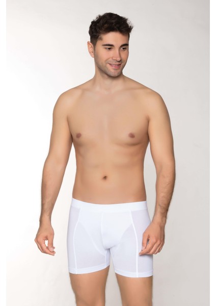 Erkek Modal Boxer Gizli Lastikli Beyaz