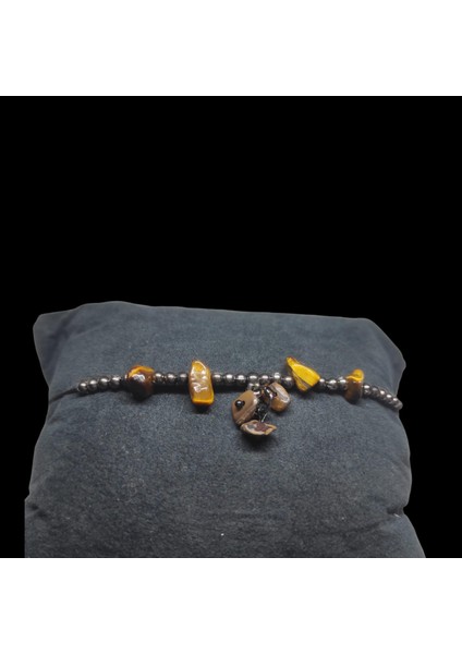 Kaplan Gözü Taşı Halhal Doğal Taş Bileklik Hal Hal Ayarlanabilir Ipli Kahverengi Kristalize Kırık Taş Şifalı Halhal Bileklik modelleri