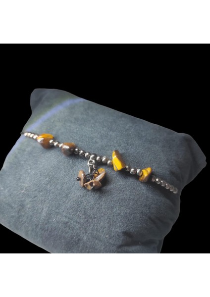 Kaplan Gözü Taşı Halhal Doğal Taş Bileklik Hal Hal Ayarlanabilir Ipli Kahverengi Kristalize Kırık Taş Şifalı Halhal Bileklik fırsatları