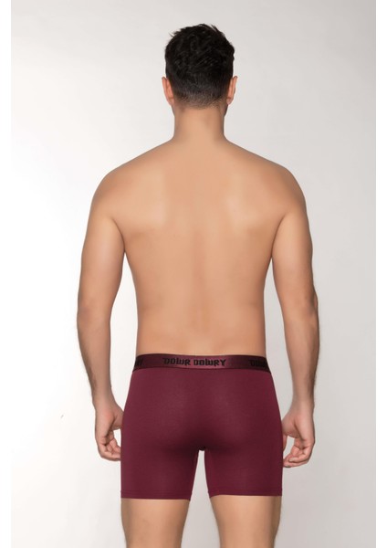Erkek Modal Boxer Logo Lastikli Uzun Bordo fiyatları