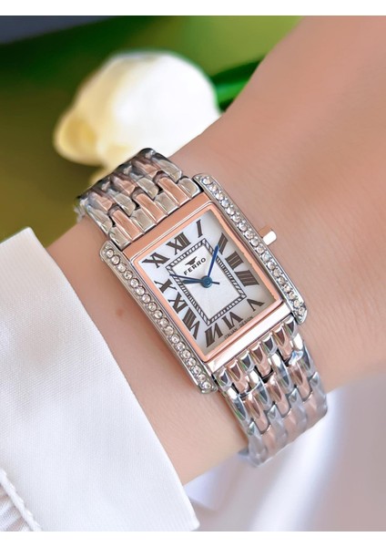 Çelik Kordon Iyon Kaplama Kasa 3 Atm Suya Dayanıklı Kadın Kol Saati+Bileklik BFL21483-EX