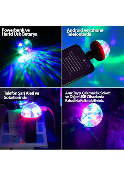 Sese Duyarlı Araç Içi Sese Duyarlı Led Usb Lamba Disko Işıkları Disco Topu