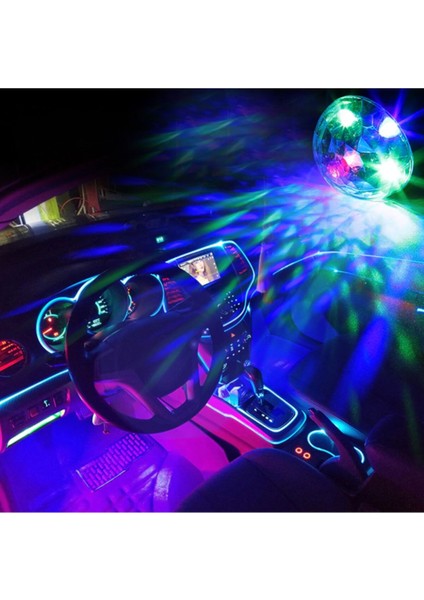 Sese Duyarlı Araç Içi Sese Duyarlı Led Usb Lamba Disko Işıkları Disco Topu