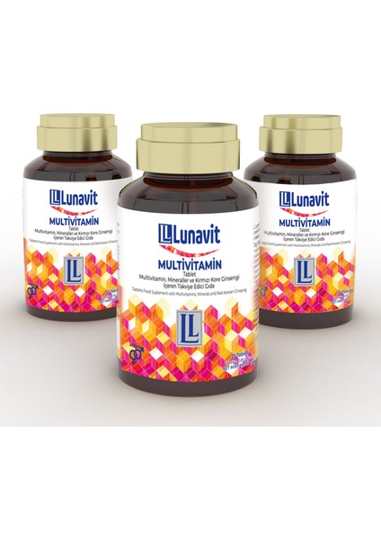 Multivitamin, Mineraller ve Kırmızı Kore Ginsengi İçeren 30 Tablet