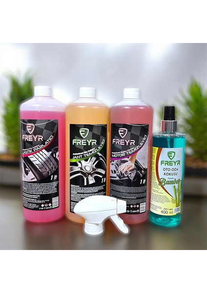 Motor Temizleyici 1Lt- Jant Temizleyici 1Lt-Lastik Parlatıcı 1Lt-400Ml Oto Ev Ortam Kokusu