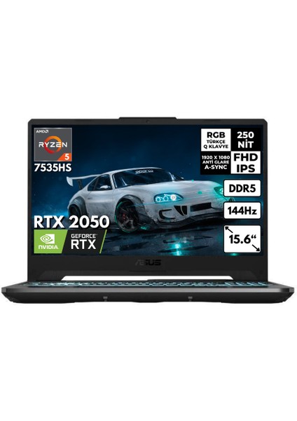 Tuf A15 Ryzen 5 7535HS 24-Gbddr5 4 Tbssd RTX2050 (4gb) 15.6" Fhd 144Hz Windows 11 Pro Gaming Laptop FA506NF-HN050 BT69