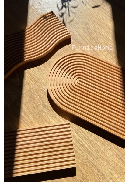 FurnizaHome Ahşap Oymalı Gökkuşağı Sunum Tepsisi 3'lü Set Dekoratif Sunumluk Kesme Tahtası Sunum Tabağı Sunumluk indirimleri