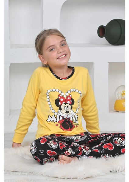 Mnn Ms Kalpli Kız Çocuk Pijama takımı - Sarı