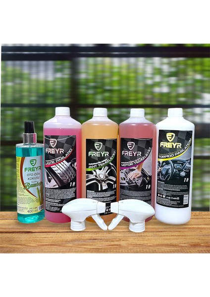 Oto Bakım Seti 1Ltx4 (Torpido-Lastik-Jant-Motor) 400Ml Oto Ev Ortam Kokusu