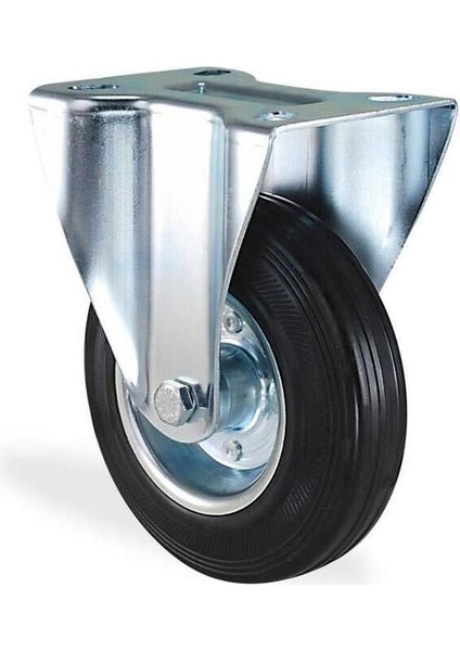 Ø80 Kauçuk Sabit Tekerlek Flanş Bağlantılı 50 Kg. Kapasiteli Burçlu