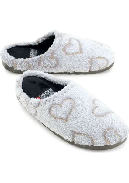 Kadın Kışlık Nakışlı Kalp Tasarım Rahat Taban Ev Bahçe Gondol Terlik