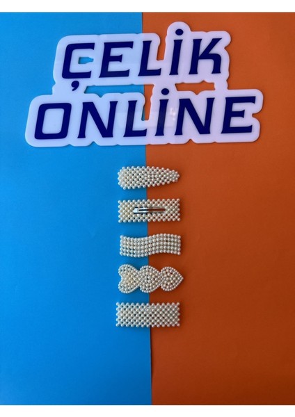 Kadın 5'li Inci Model Yan Çıt Çıt Saç Tokası Seti