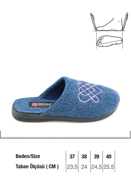 Kadın Kışlık Keçe Nakışlı Kalp Tasarım Ev Bahçe Terlik fiyatları