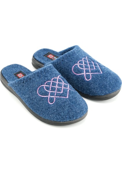 Kadın Kışlık Keçe Nakışlı Kalp Tasarım Ev Bahçe Terlik modelleri