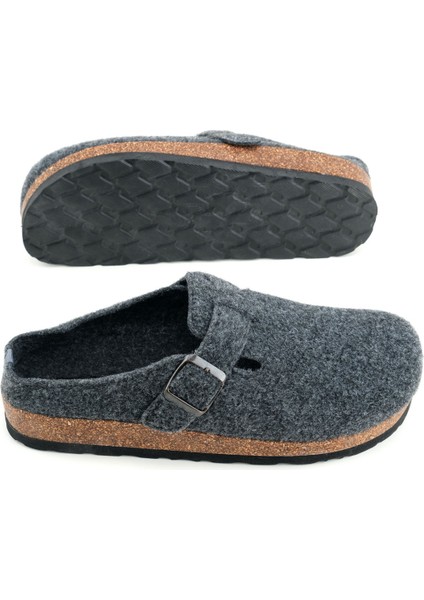 Erkek Kışlık Keçe Mantar Taban Tek Toka Ayarlanabilir Rahat Taban Ev Bahçe Terlik indirimleri