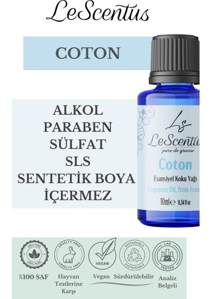 Le Scentus Coton Esansiyel Koku Yağı Oda Kokusu 10ml