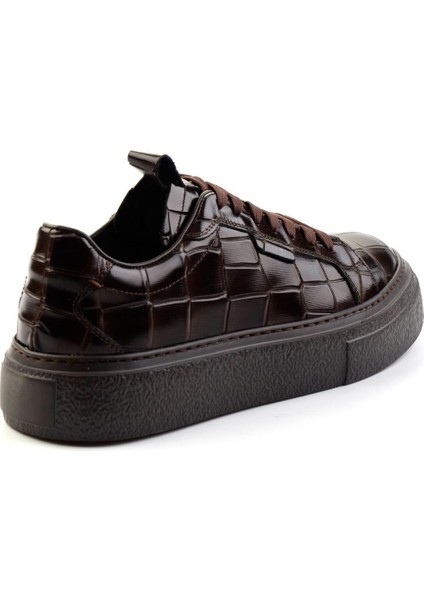Kahve Kroko Hakiki Deri Erkek Sneaker E01589214311