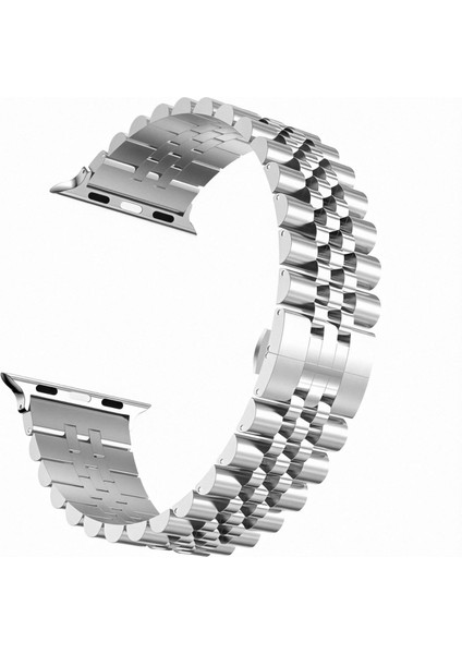 Apple Watch 10 / 11 46 mm Uyumlu Metal Kordon Rolex Style Kayış Jubilee Bilezik