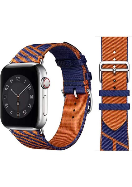 Apple Watch 10 46 mm Uyumlu Hermes Hasır Kumaş Kordon Renkli Özgün Tasarım Kayış