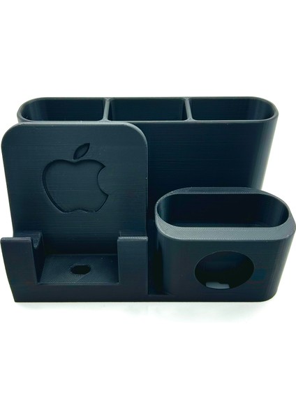 Apple Şarj Standı - Iphone, Apple Watch ve Airpods Uyumlu Masaüstü Şarj Organizeri Kalemlik Bölmeli