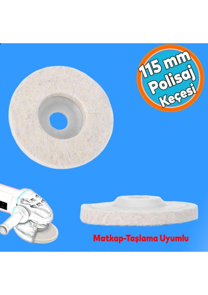 Sert Plastik Tabanlı Polisaj Matkap Keçesi Finisaj Parlatma Araba Çizik Giderme Pasta Cila 115 Mm