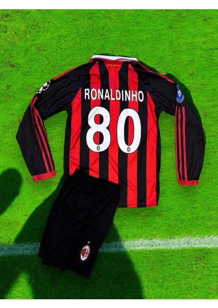 Nostaljik AC Milan Efsane Uzun kollu Ronaldinho Çocuk Forması