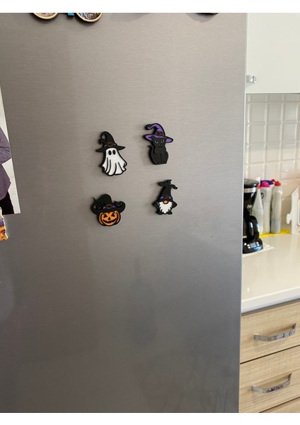 4'lü Cadılar Bayramı/ Halloween Konseptli Magnet/ Buzdolabı Süsü fiyatları