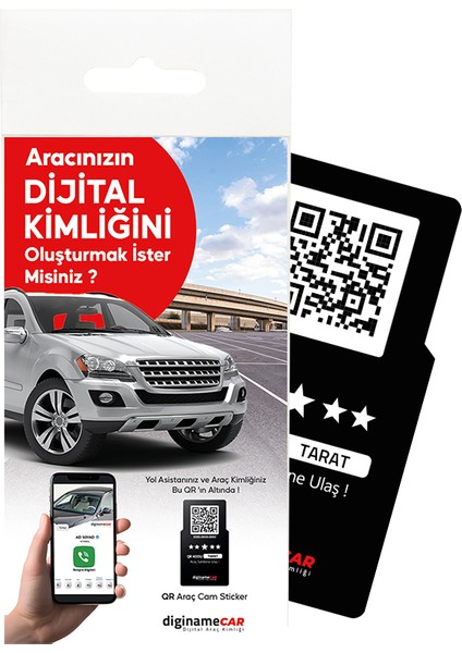 Qr Numaratik Yeni Nesil Dijital Araç Kimliği + Nfc Anahtarlıklı