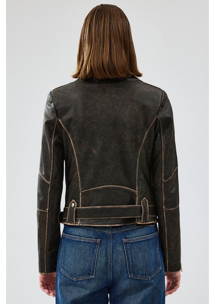 Uptown Kadın Kahverengi Vintage Deri Ceket 24WGD5236G6 fırsatları