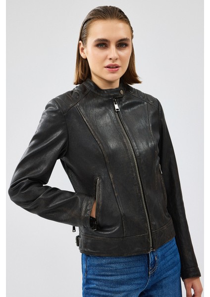 Weekend Kadın Kahverengi Vintage Deri Ceket 24WGM5229G6 modelleri