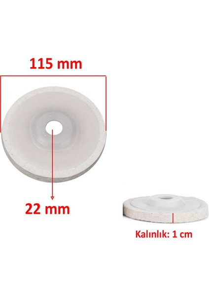 Sert Plastik Tabanlı Polisaj Matkap Keçesi Dta043 Finisaj Parlatma Çizik Pasta Cila 115 Mm 2'Li Set