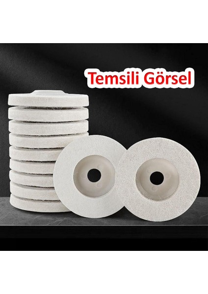 Sert Plastik Tabanlı Polisaj Matkap Keçesi Dta043 Finisaj Parlatma Çizik Pasta Cila 115 Mm 2'Li Set