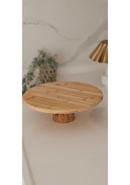Daima Home Doğal Bambu Yuvarlak Pasta&kek Standı