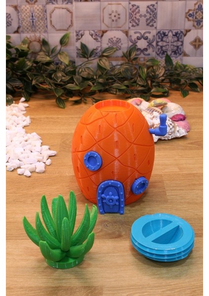Tekno Trust Sünger Bob Bikini Bottom Ananas Ev Yengeç Restoran Patrick'in Kaya Evi Moai Dekoratif Aksesuar Seti
