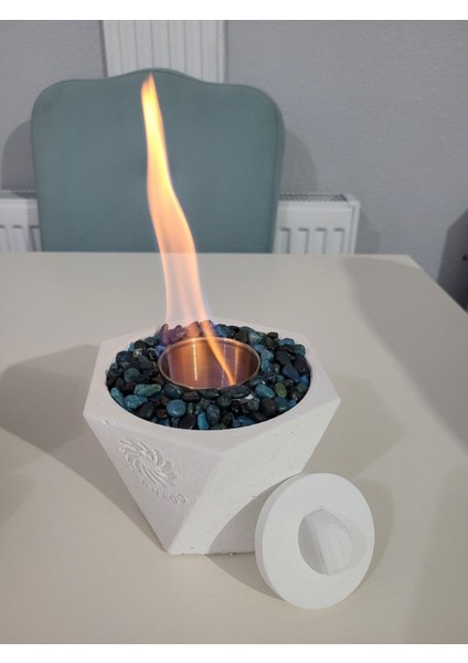Tekno Trust Masaüstü Beton Şömine +200ML Yakıt Model Curve